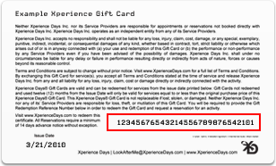 Example of Experience Gift Card