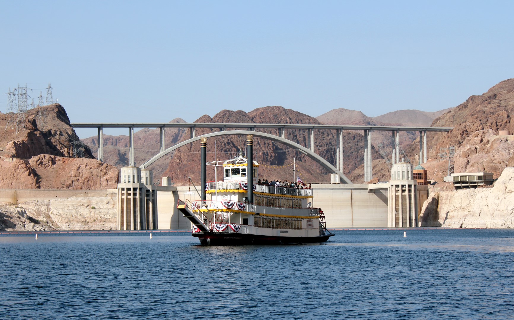 Desert Princess In Front Of Hoover Dam And Bridge